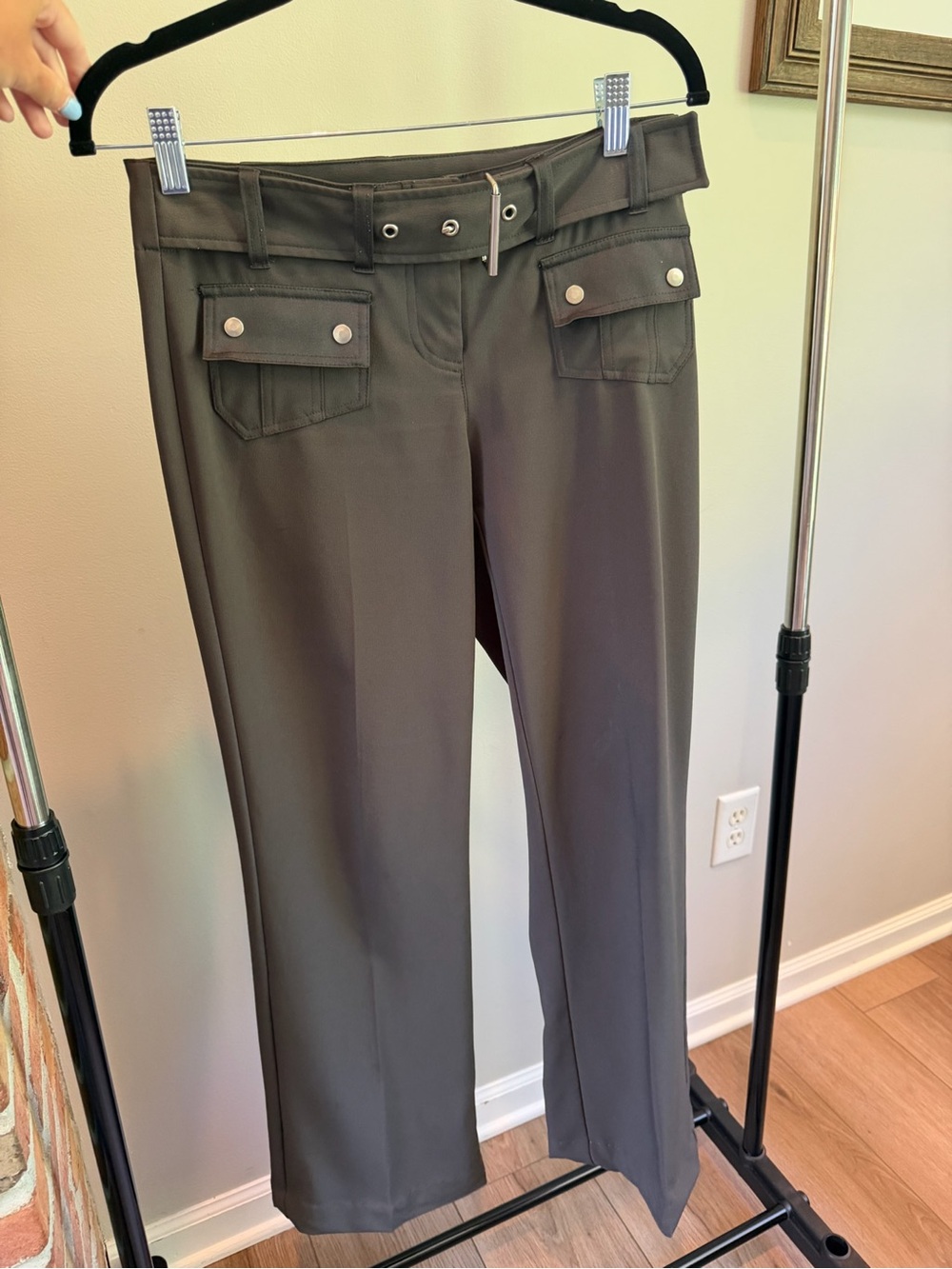 No Boundaries Vintage y2k Brown Utility Belted Trouser Pants with Flare Bootcut
